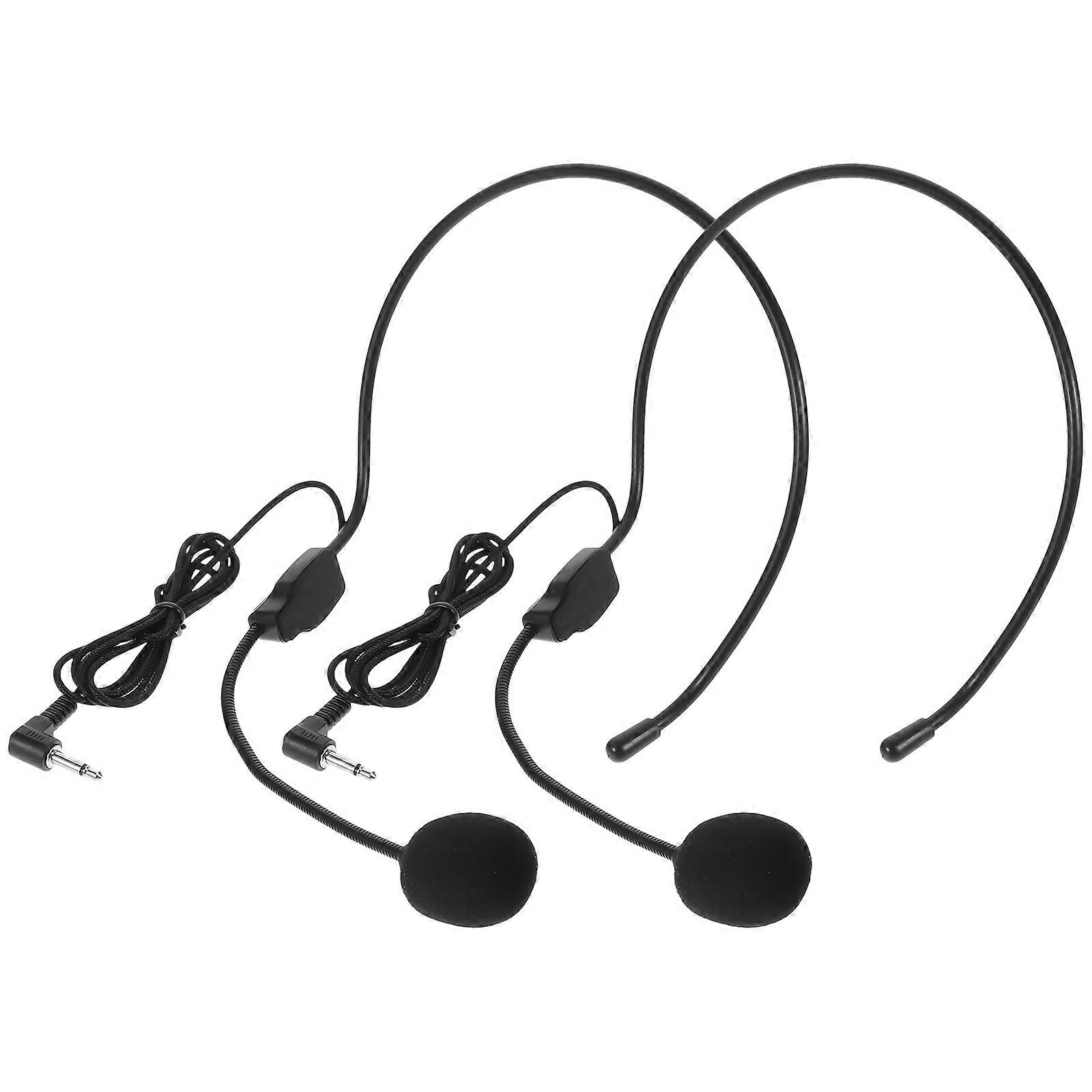 Microphone Headset Prop Vocal Wired Headset Microphone Singing Stage Performances Black 2Pcs