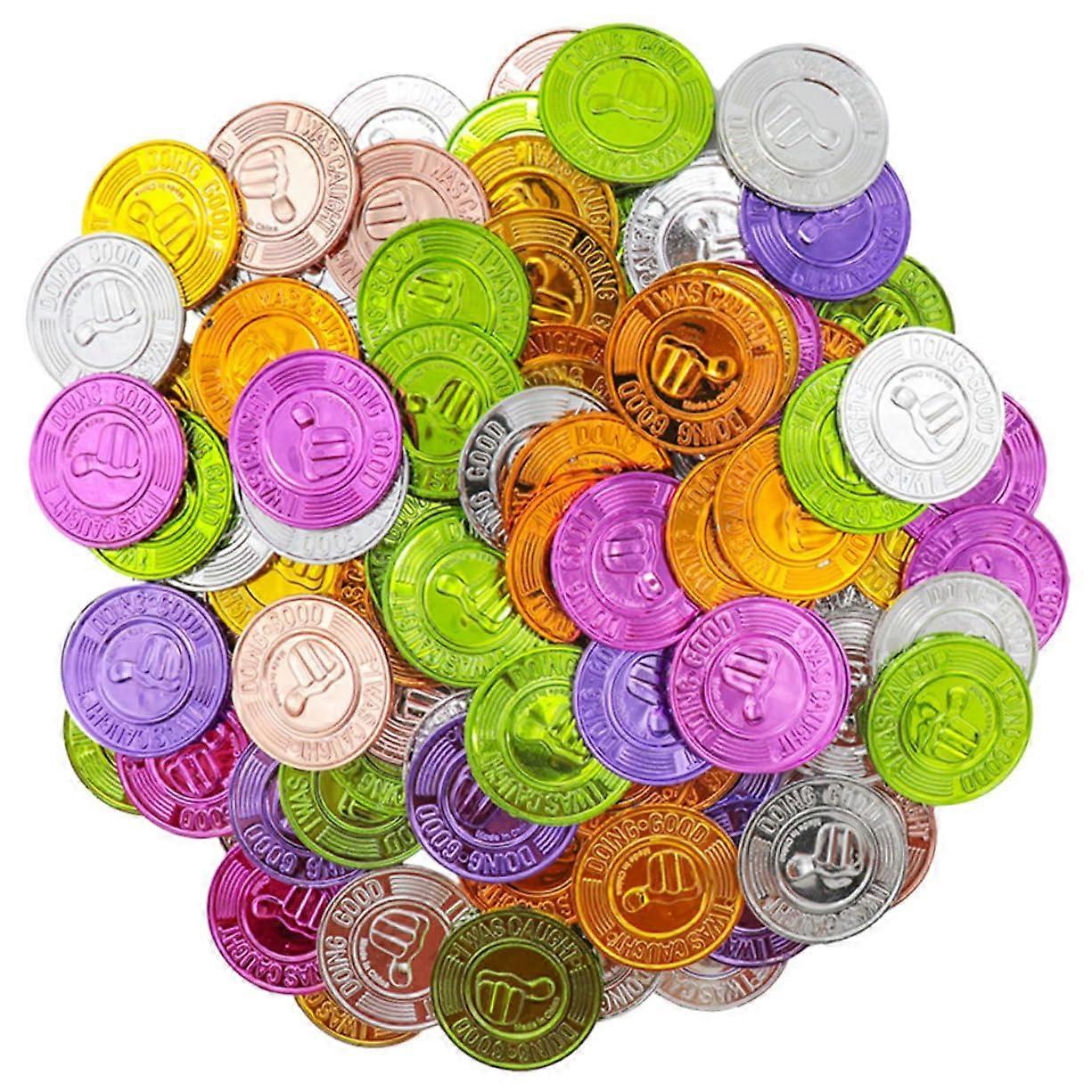 100 Pieces Pirate Coins Made of Plastic Gold Coins for Pirate Party Play Money for Treasure Hunt Decoration for Carnival and Theme Parties