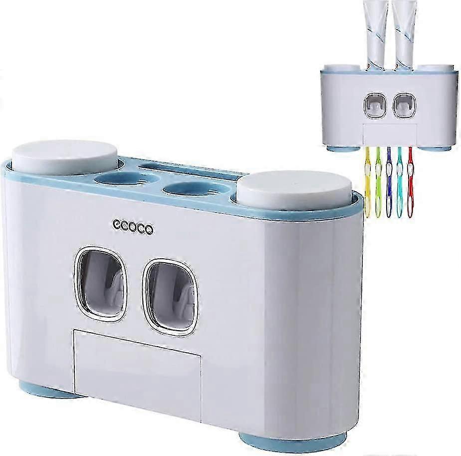 Wall Mounted Toothpaste & Toothbrush Holder, Auto Dispenser for Bathroom