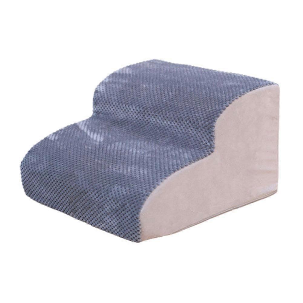 J8H1 Dog Climbing Ladder Bed Sofa Steps Removable Washable Sloping Sponge Stairs for Small Dogs and Elderly Gray