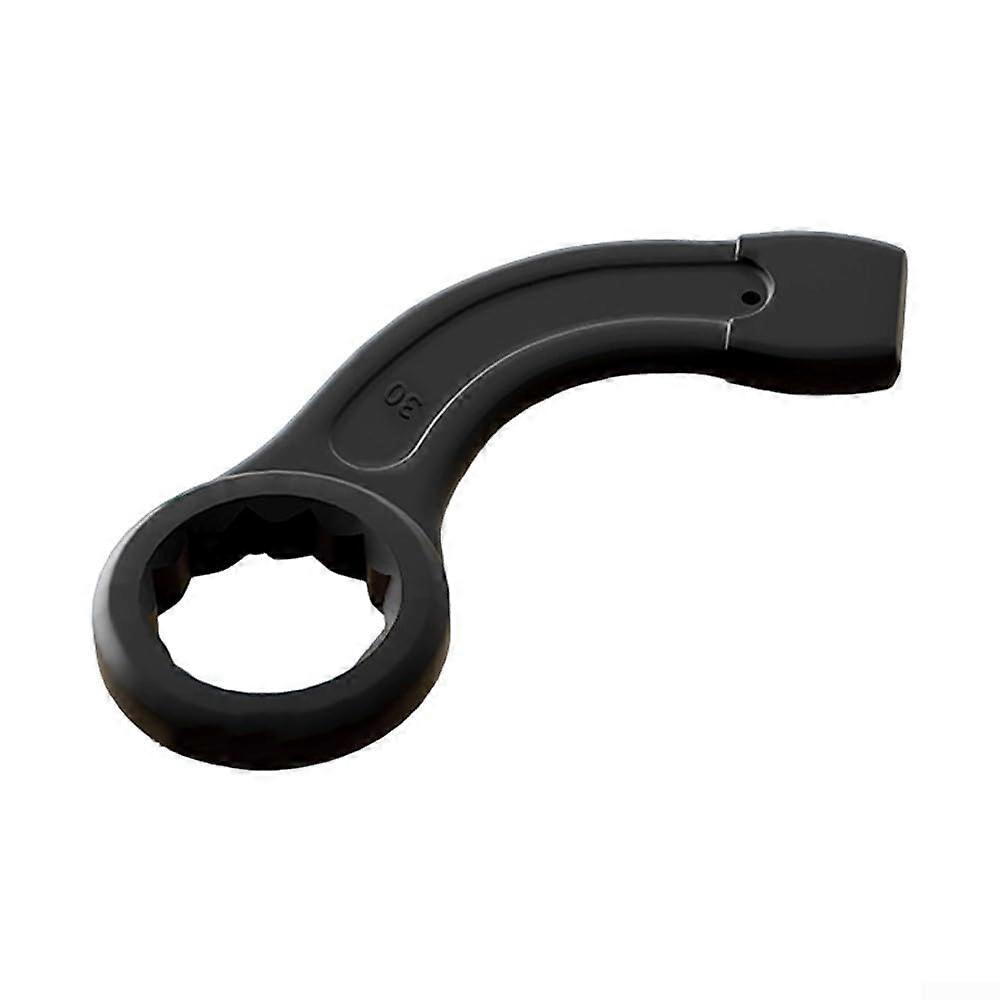 Heavyduty striking wrench with curved handle, hardened steel, singlehead ring spanner, auto tool, black (38 mm)