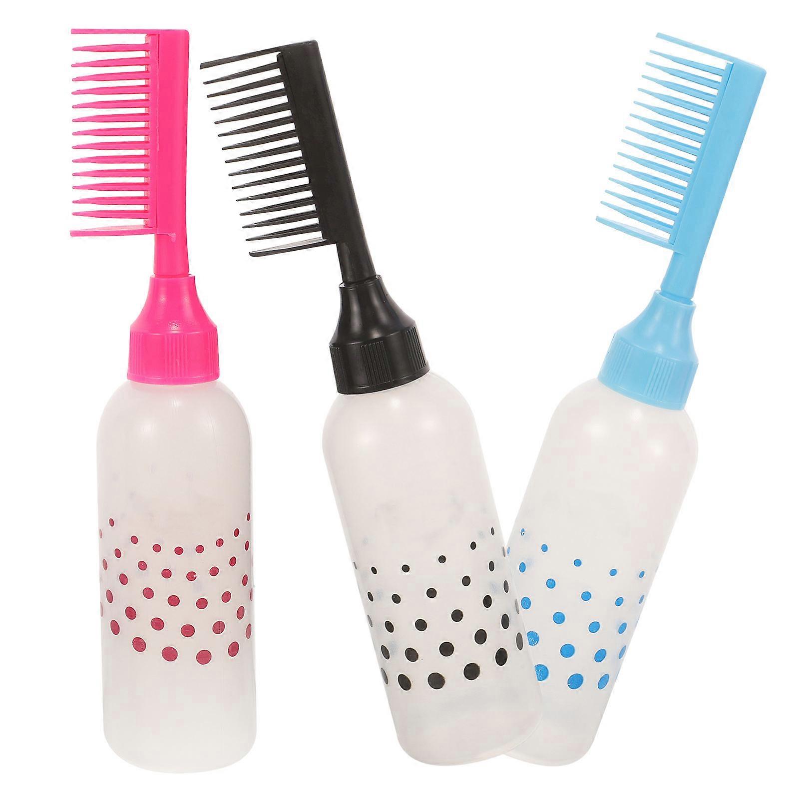 3pcs Hair Color Applicator Bottles with Root Comb for Easy Self Dyeing & Beauty Treatments – Durable, Lightweight Hair Styling Dispenser in Assorted