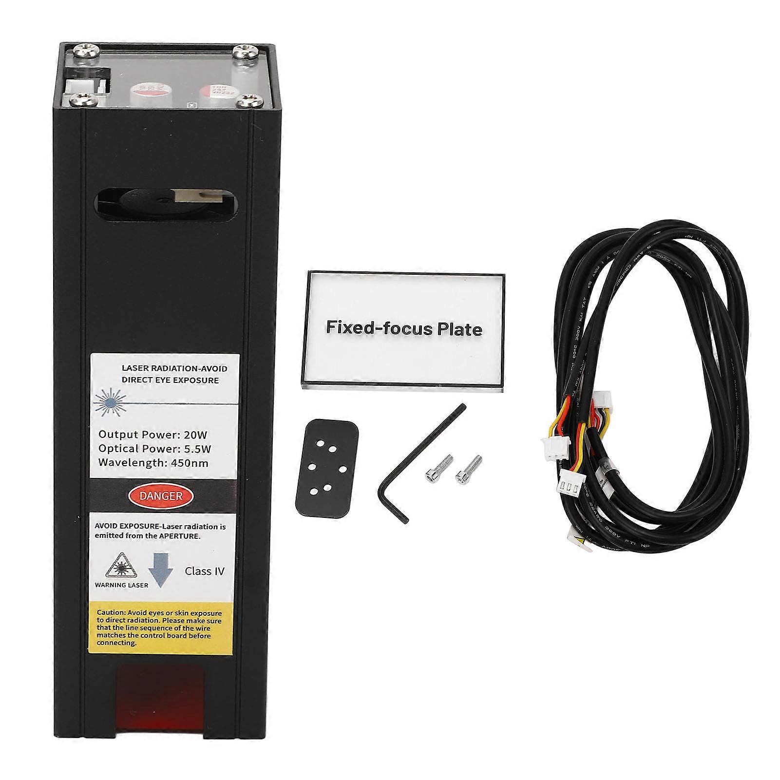 Laser Module 12V 450nm 20W Laser Cutting Module CNC Laser Engraving Tool for Metal PVC