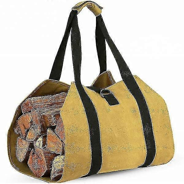 Canvas firewood storage bag logging bag portable firewood storage, durable and convenient for carrying firewood.