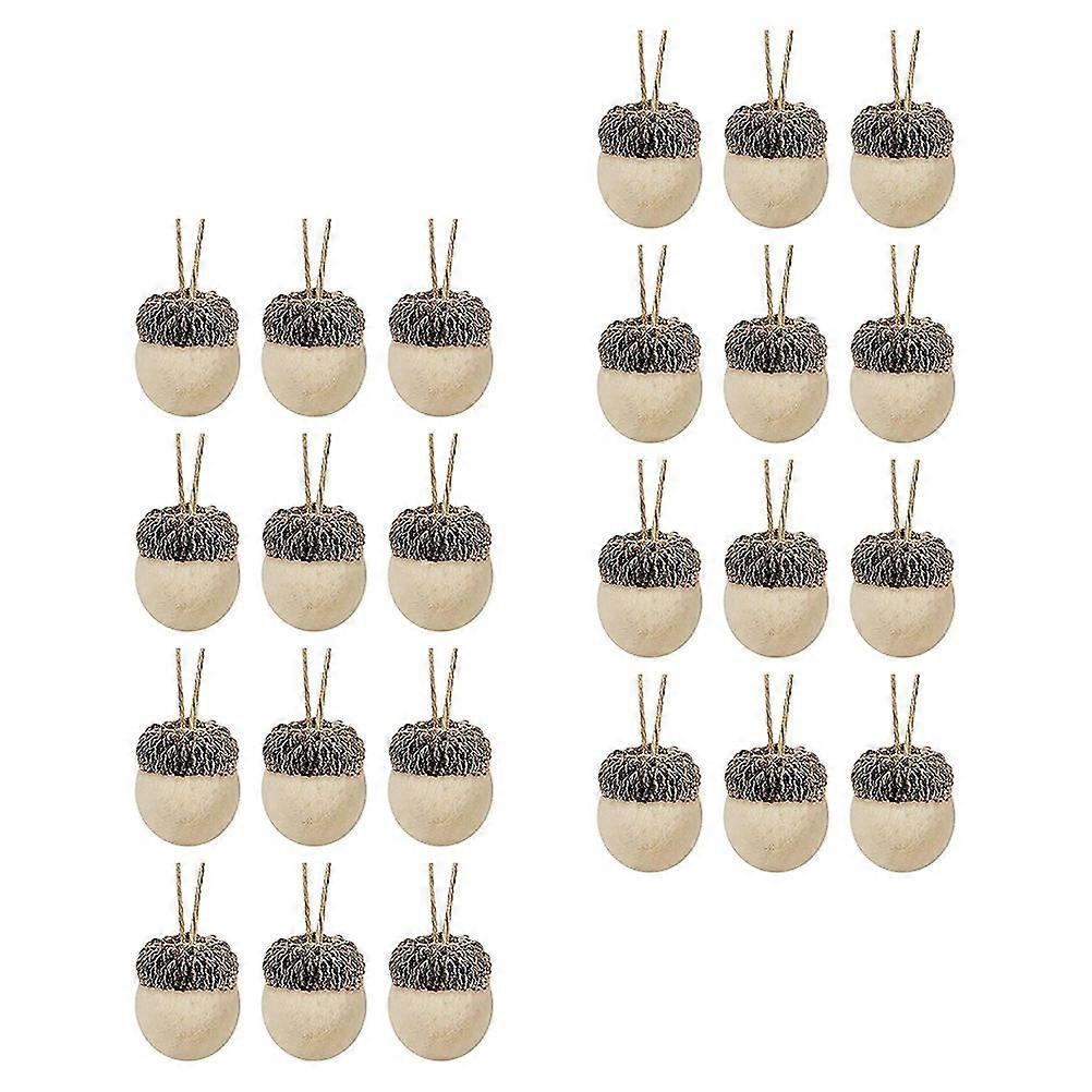 Festive Acorns Hanging Decoration with Hanging Rope for Christmas Scene Decor White Felt 24 Pieces