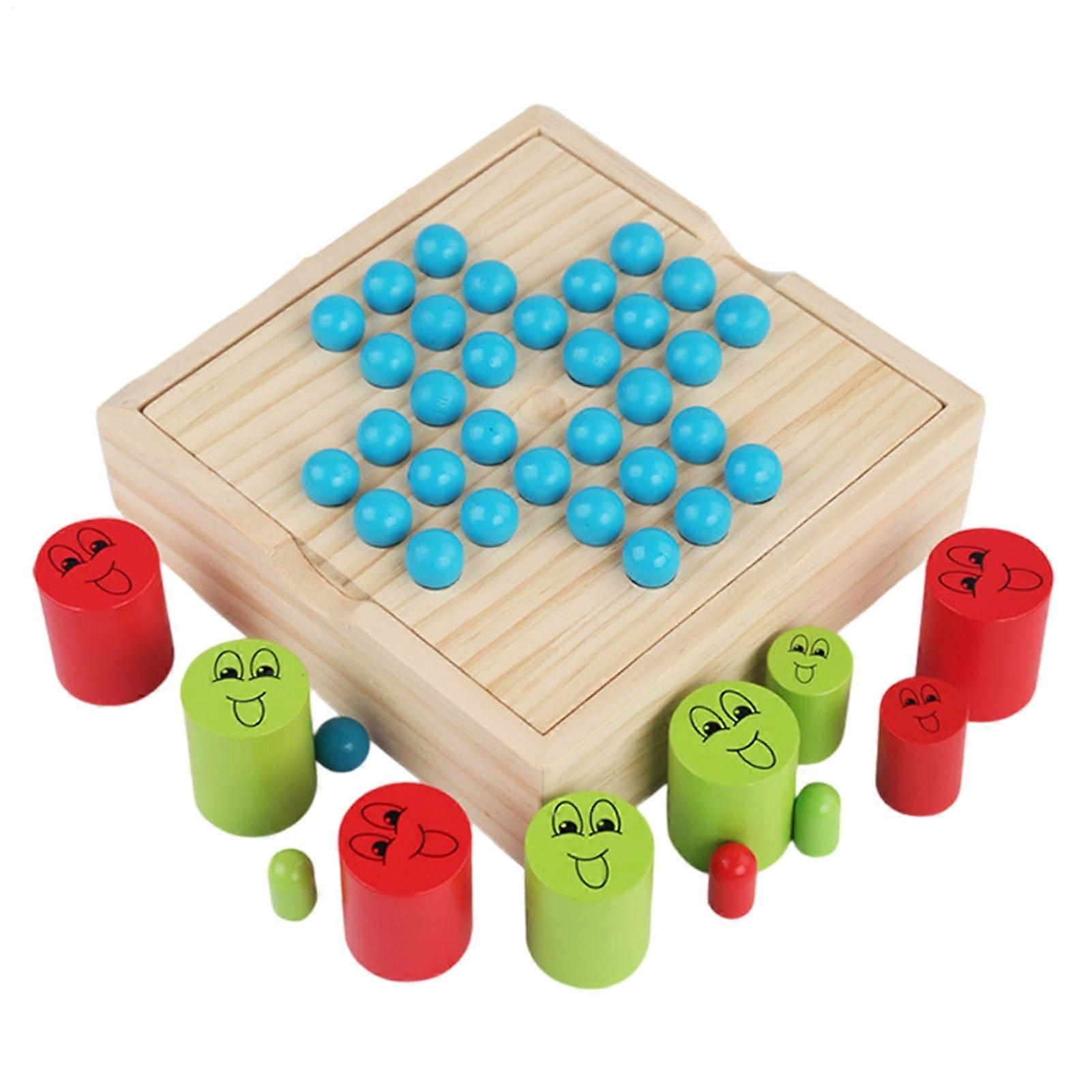 Wooden Bead Chess Game Single Player Chess Board 2 In 1 Wooden Chess Game Bead Strategy Toy For Logic Improvement
