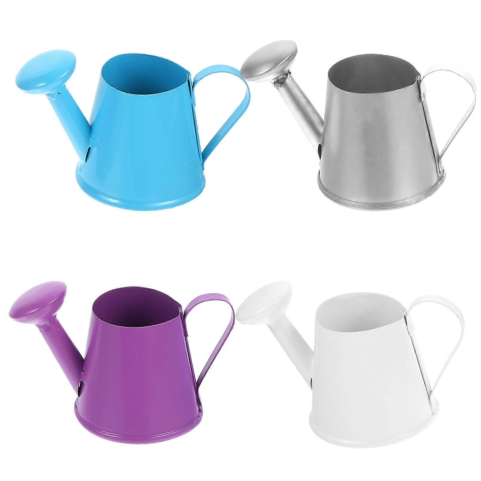 Miniature Watering Cans for Decoration Use Assorted Color Iron Material 4 Pieces