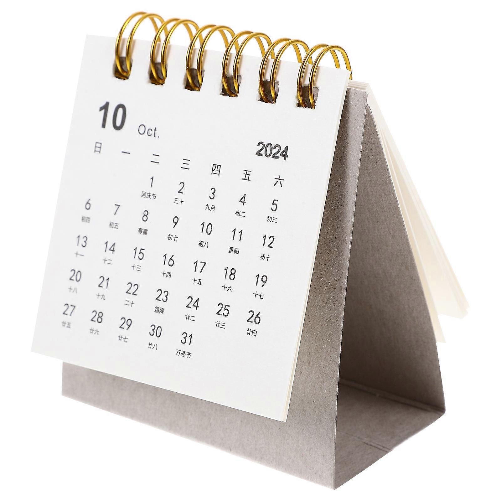 Beige Paper Desk calendar for Daily Use and Reliable with Clear Months and Weekdays 7.5x5.5 Inches