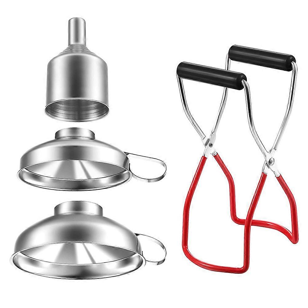 Stainless Steel Funnel with Slip Resistant Design and Jar Lifter for Canning, Bottles, and Containers – Includes Practical Kit for Liquids and Dry