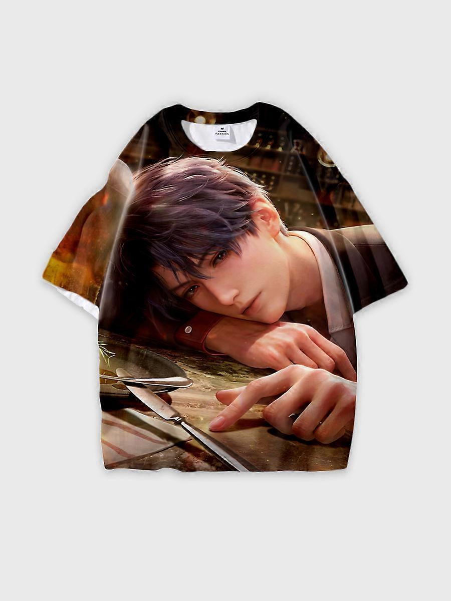 T-shirt round neck Role Pattern loose short sleeve B718