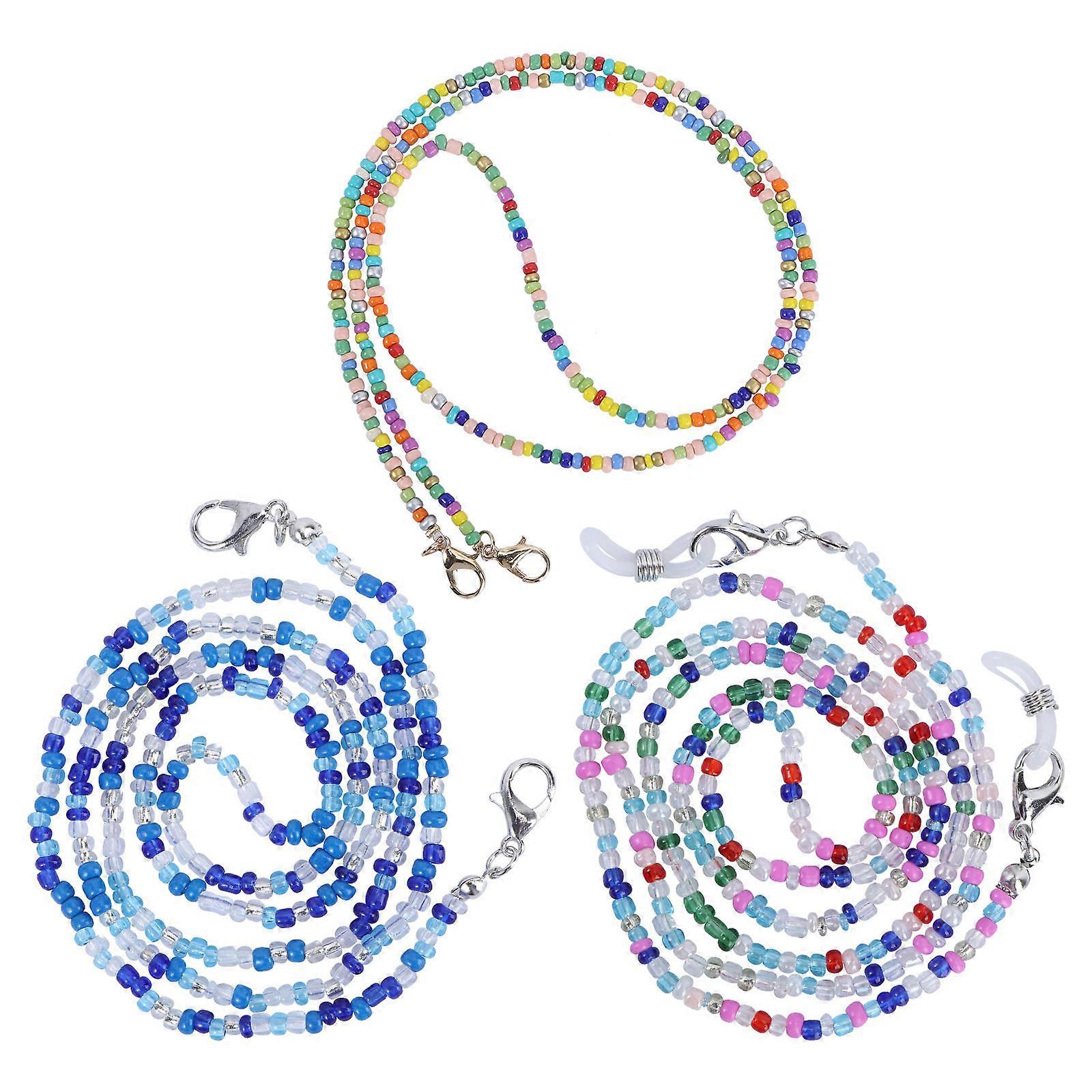 Bohemian Style Αλυσίδες Γυαλιών Οράσεως με Διακόσμηση Χάντρας για Προστασία Γυαλιών και Μόδα 3τμχ