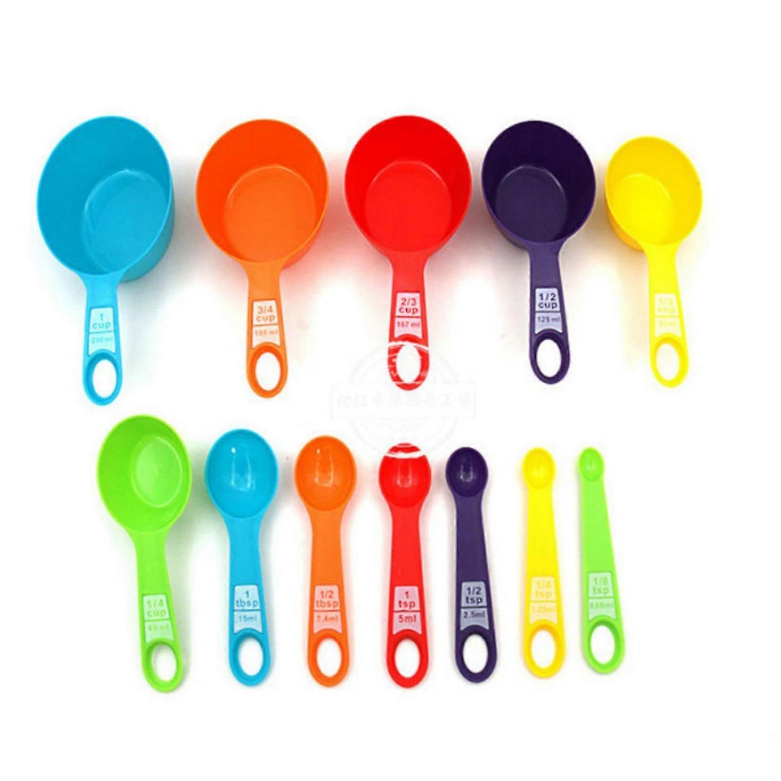 12Pcs Colorful Measure Cups and Spoons Set Safe Healthy Easy Storage DIY Stackable Nesting Kitchen Measuring Tools
