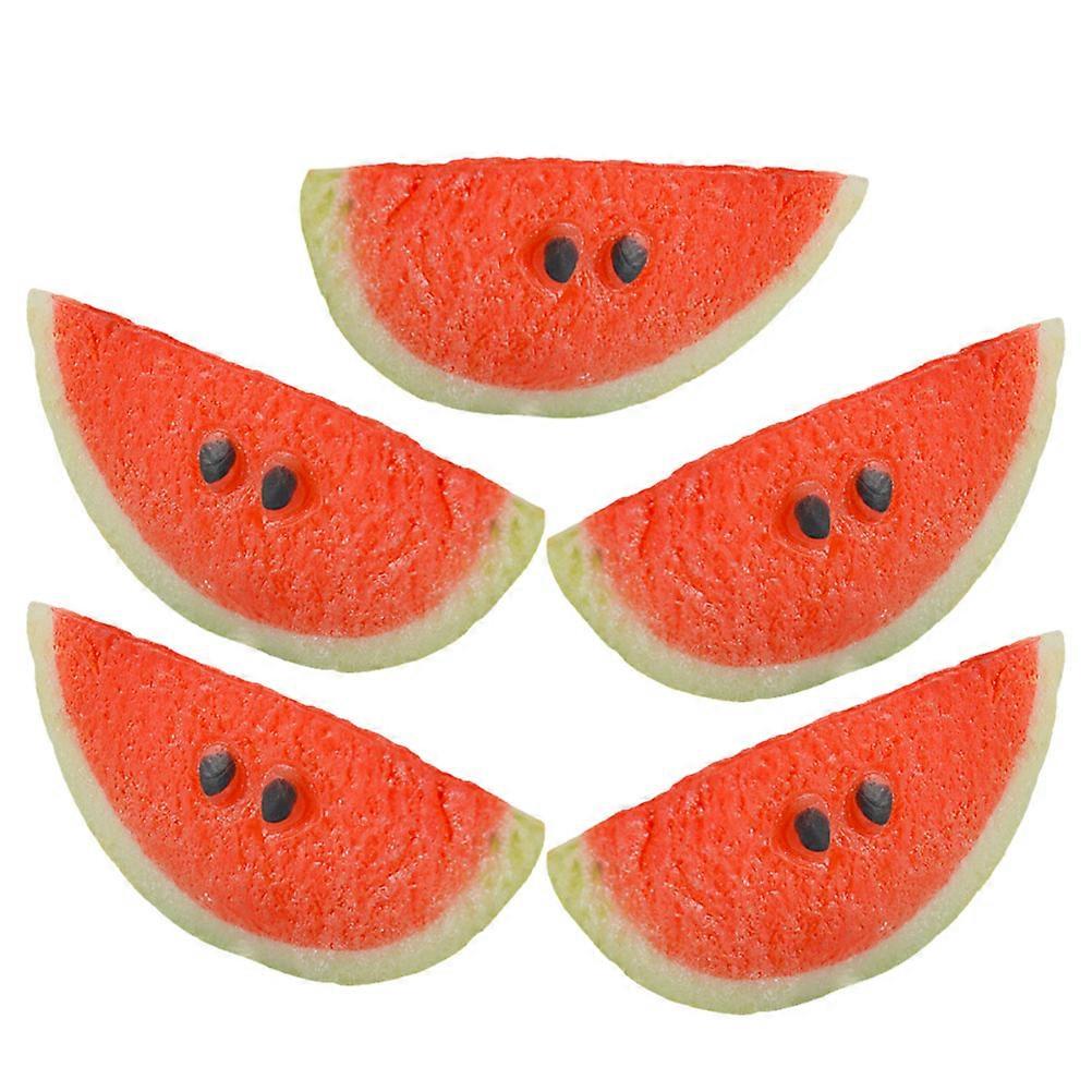 Miniature Faux Watermelon Slice Model for Decor Safe PVC Red 5pcs Lifelike Crafted