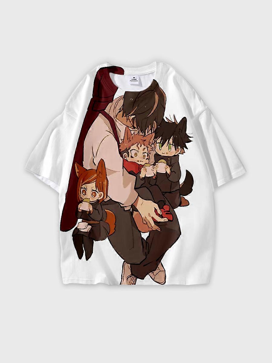 T-shirt round neck Character Pattern loose short sleeve P3268