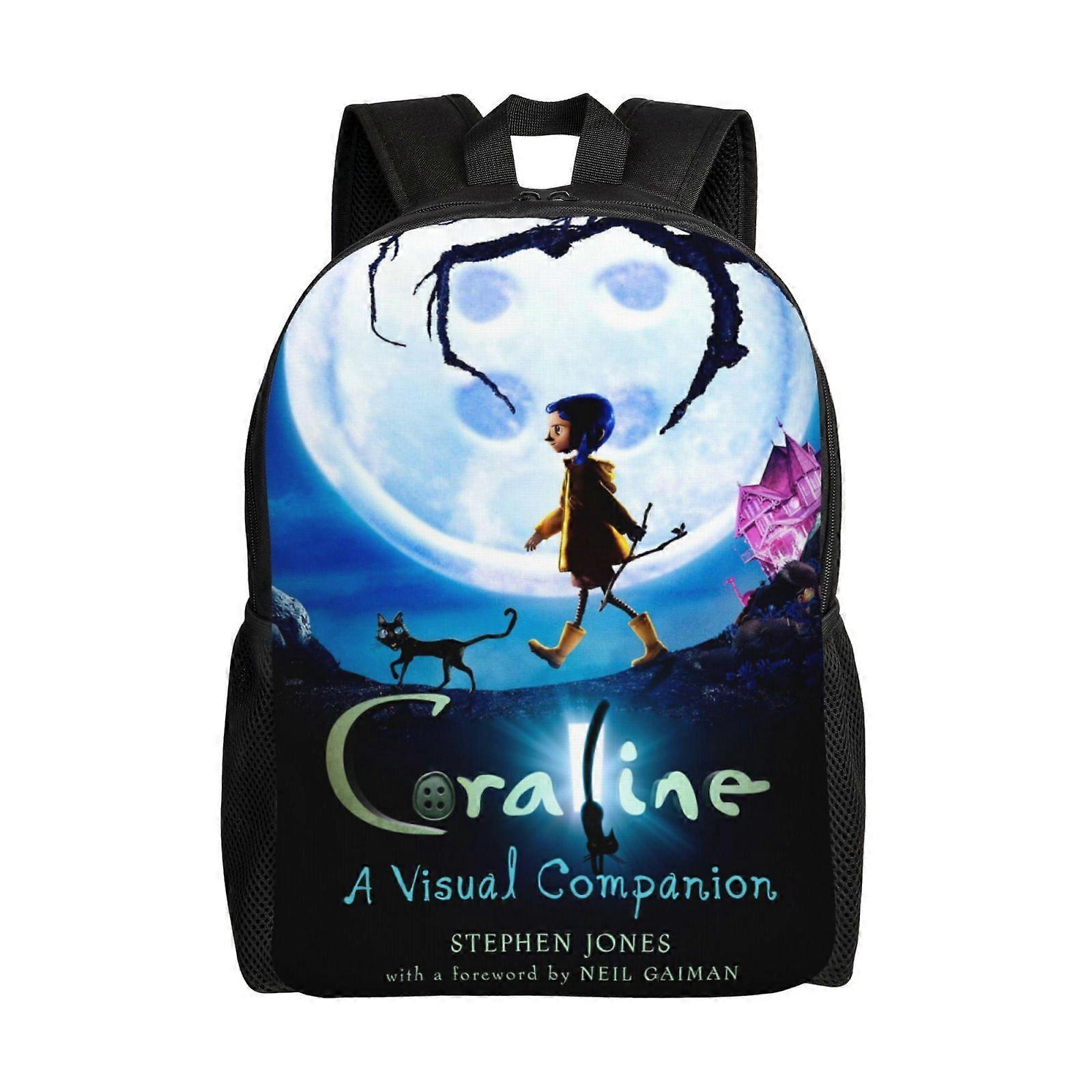 كورالين القط ملصق للجنسين حقيبة ظهر كمبيوتر محمول حقيبة مدرسية حقيبة طالب كلية خفيفة الوزن الأساسية Daypack للبالغين في سن المراهقة K-XTYD1099