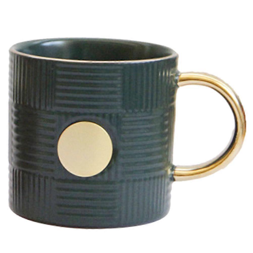 Retro Striped Ceramic Mug with Handle, Porcelain Cup for Coffee, Juice or Milk, Easy to Clean, Decorative Drinkware for Home and Office Use