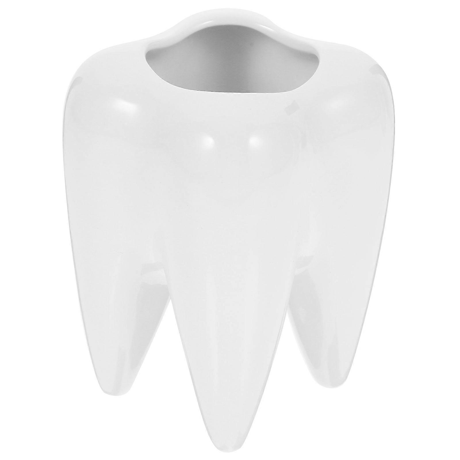 Teeth Succulent Pot Ceramic Plant Container Tooth Shape Decorations 3.9×2.8×1.6in Minimalist Design For Office Table Decoration 1Set