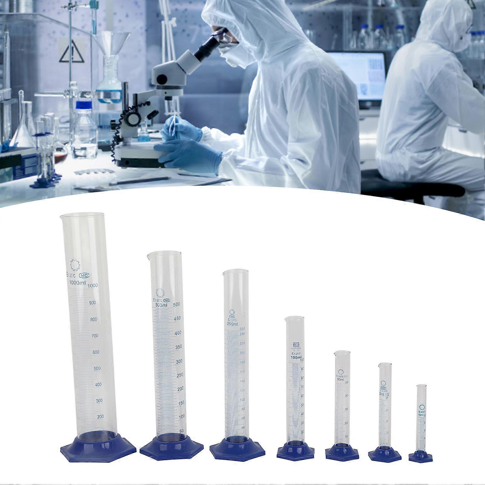 7PCS Experiment Measuring Cylinder Borosilicate Glass Graduated Cylinder Laboratory Utensils 