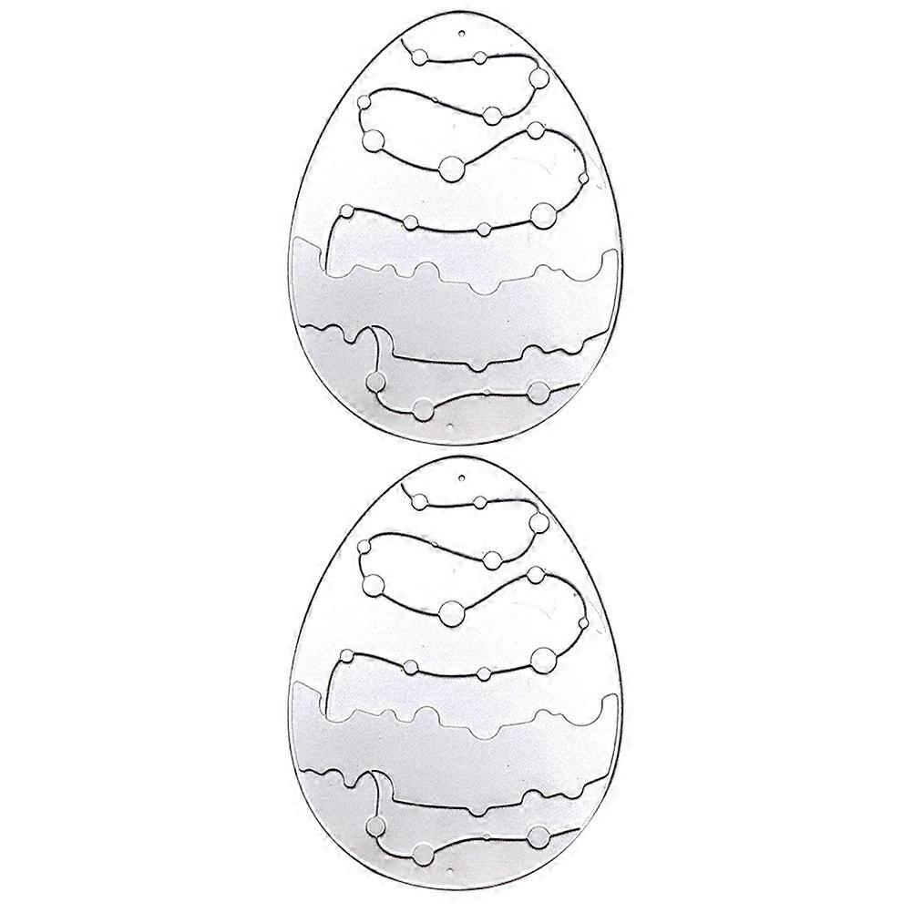 2Pcs Easter Egg Pattern Dies Handmade Stencils Cutting Dies for DIY (Silver)