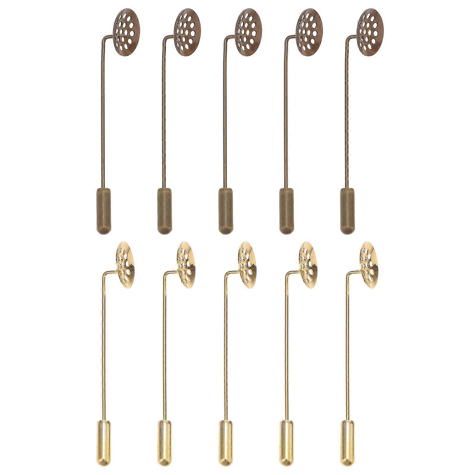 10pcs Strong and Durable Zinc Alloy Round Shape DIY Craft Corsage Pin Stick Blank Brooch Tray for