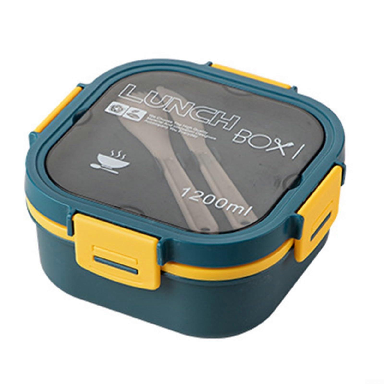 Ecofriendly lunch box for meals, reusable food container with secure seals (blue)