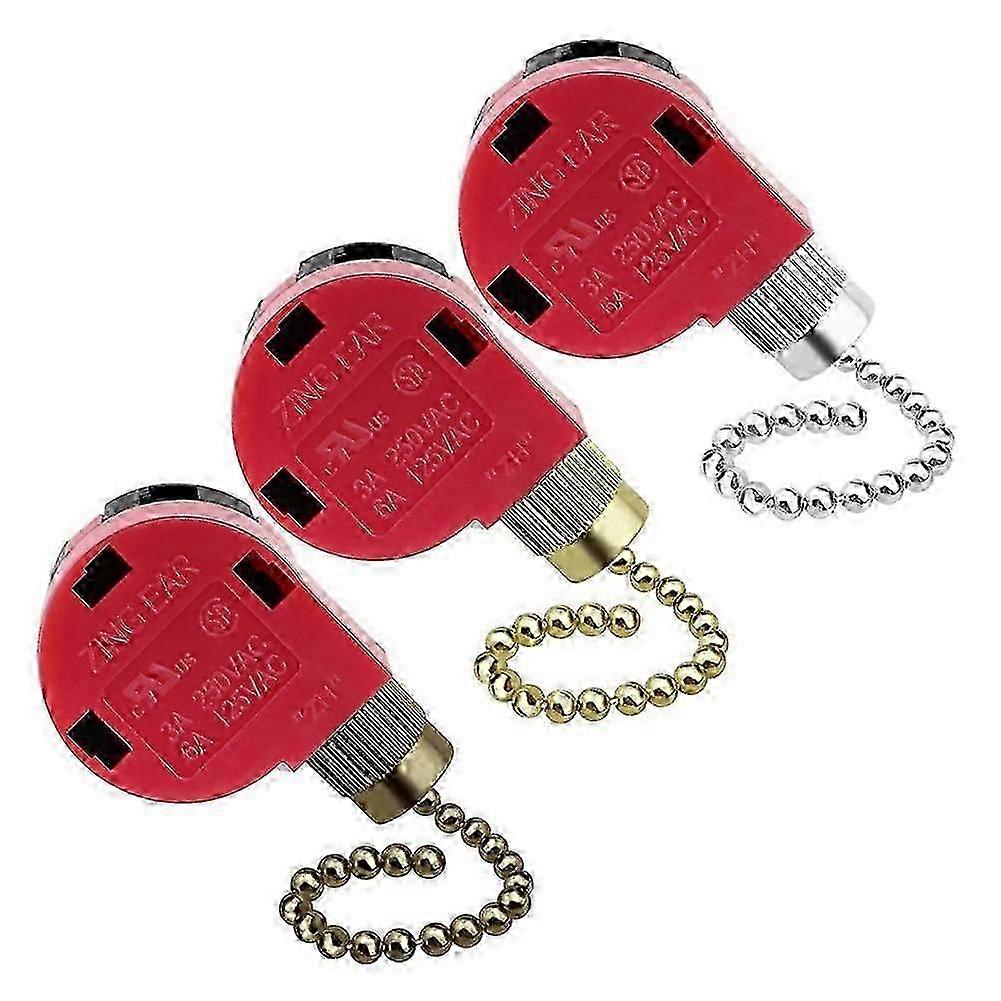 3PC Ceiling Fan Switch 3 Speed 4 Wire ZE-268S6 Fan Pull Chain Switch Replacement Speed Control Swit Edition 0729