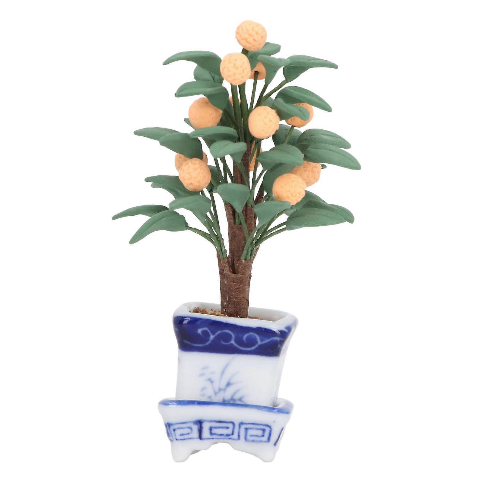 1:12 Dollhouse Miniature Citrus Tree Delicate Lifelike Miniature Fruit Trees for Photograph Props