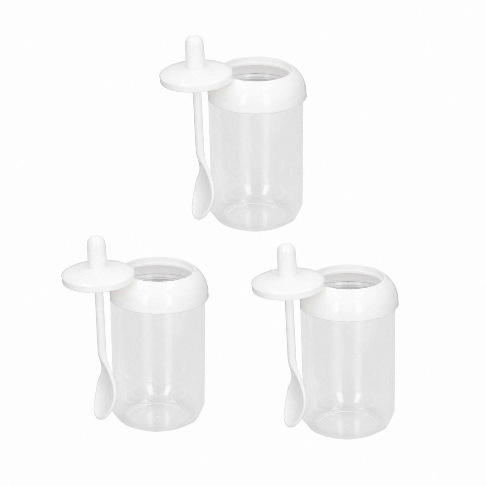 3-Piece Transparent Spice Jars with Spoons for Kitchen Use