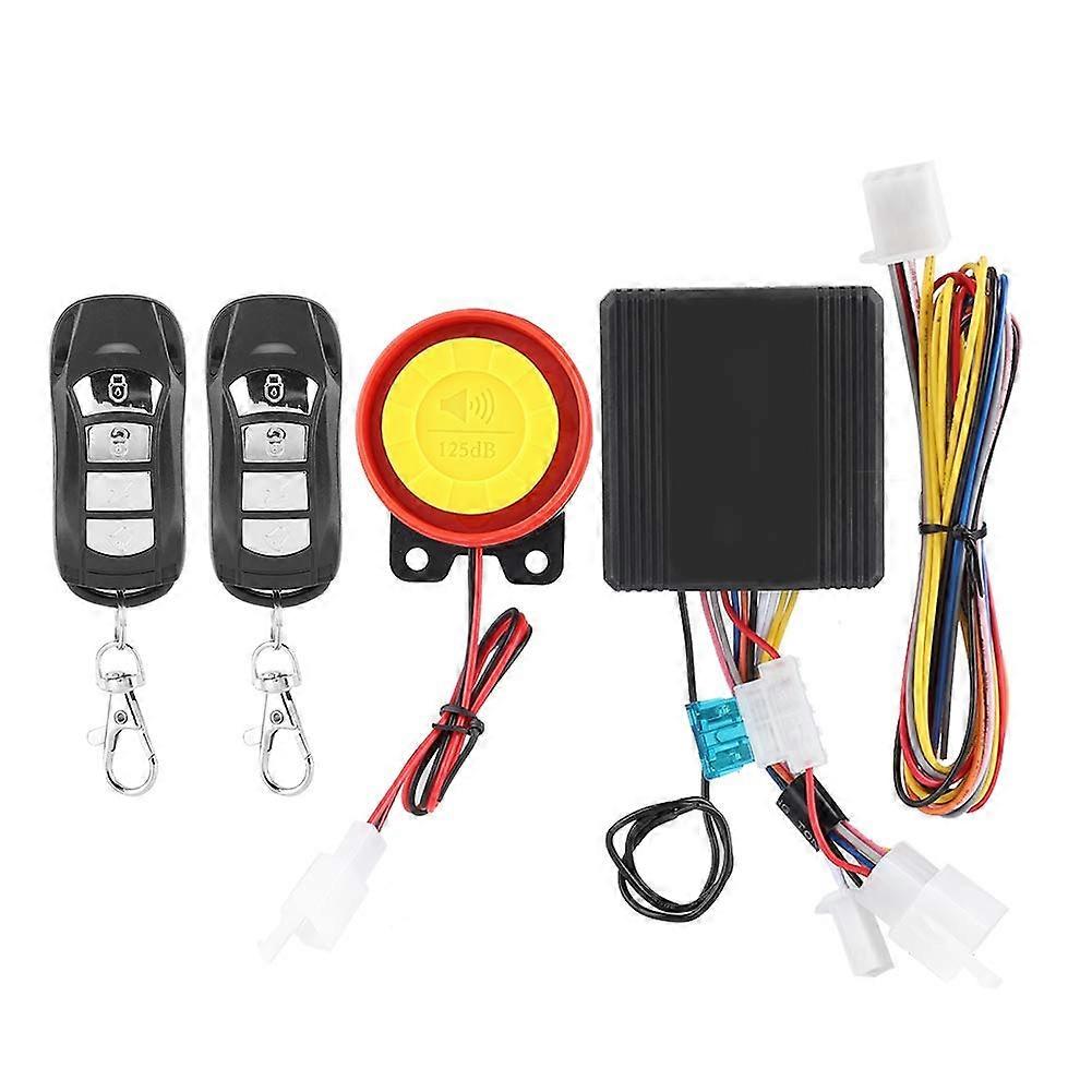 Motorcycle Alarm System with Remote Control, 12 V Universal Wireless Alarm System for Scooters with 2 Remote Controls