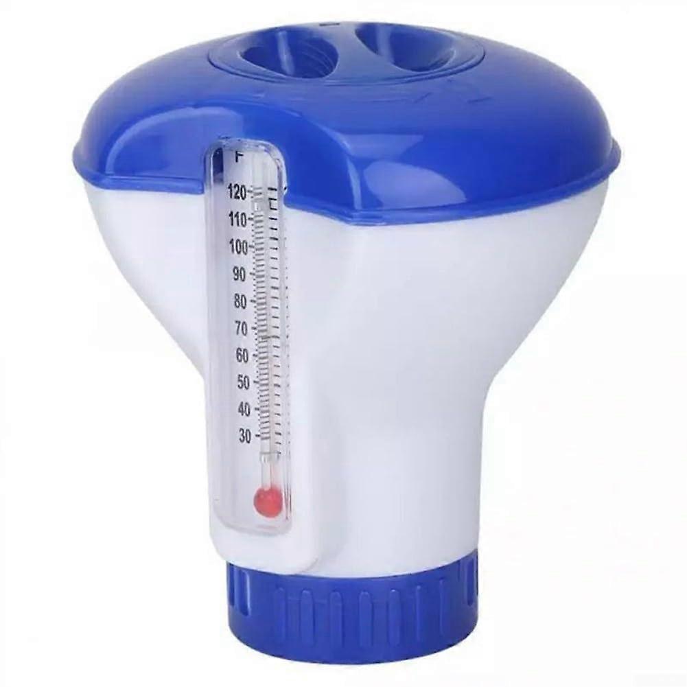Tablet Dispenser for Pools and Spas Floater with Locking Lid, Built-in Thermometer, Durable Plastic Design