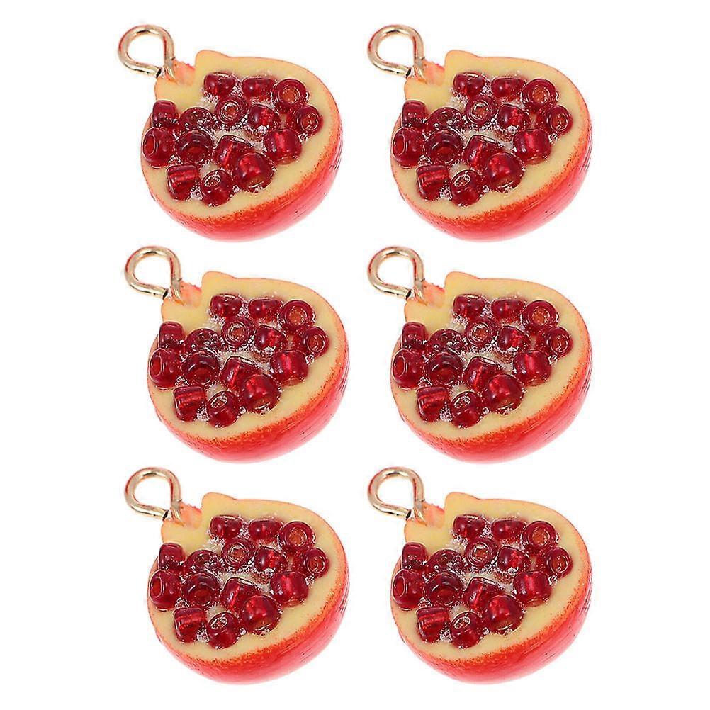 6pcs Durable Resin Pomegranate Charms for DIY Earrings & Necklaces – Bright Colors, Easy Attachment for Creative Crafting Projects