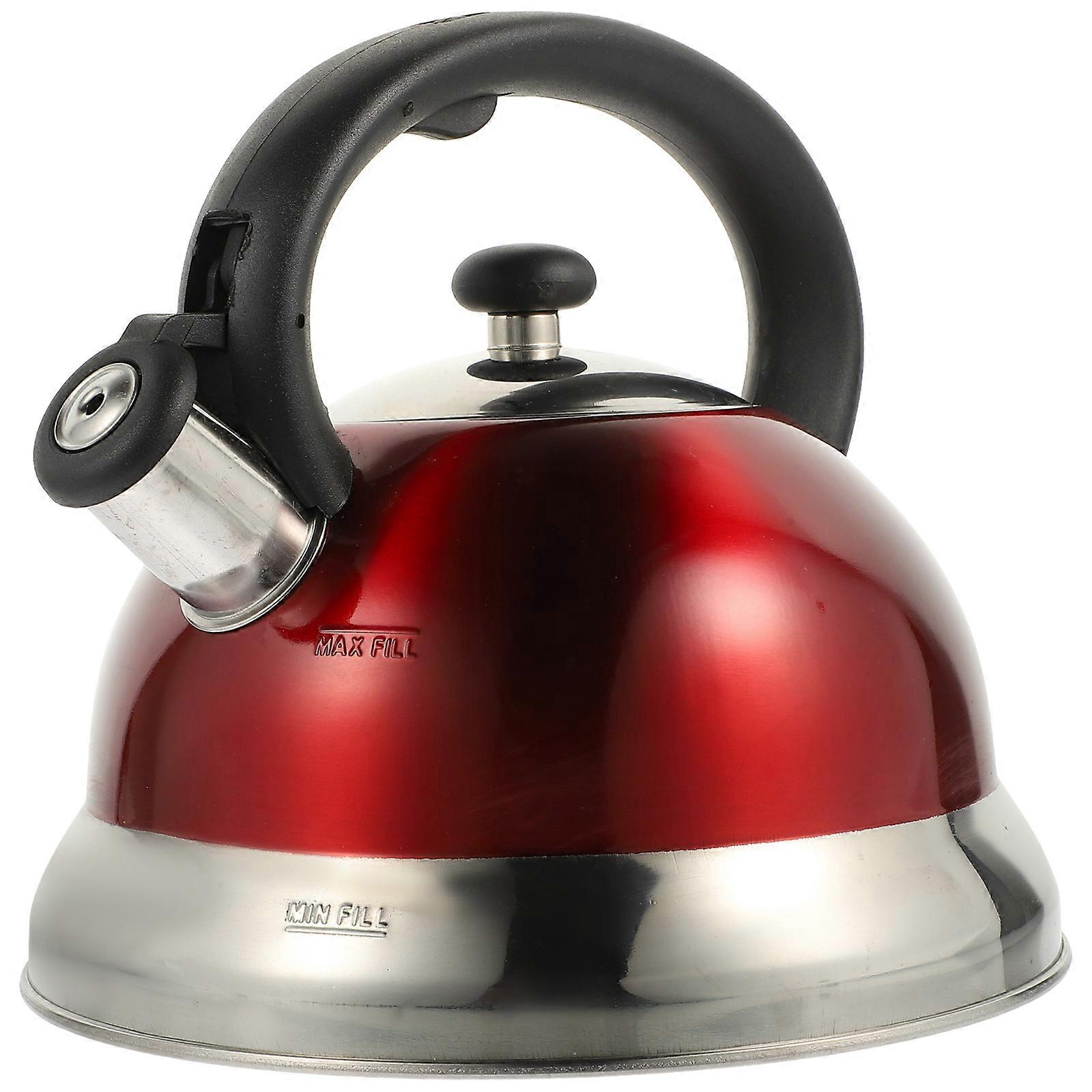 Spherical Kettle For Restaurant With Red Color And Stainless Steel Material For Water Boiling 1Pack