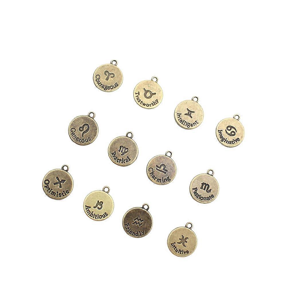 36 Pcs Golden Alloy Constellation Pendants for Jewelry Making DIY Accessories Retro Style