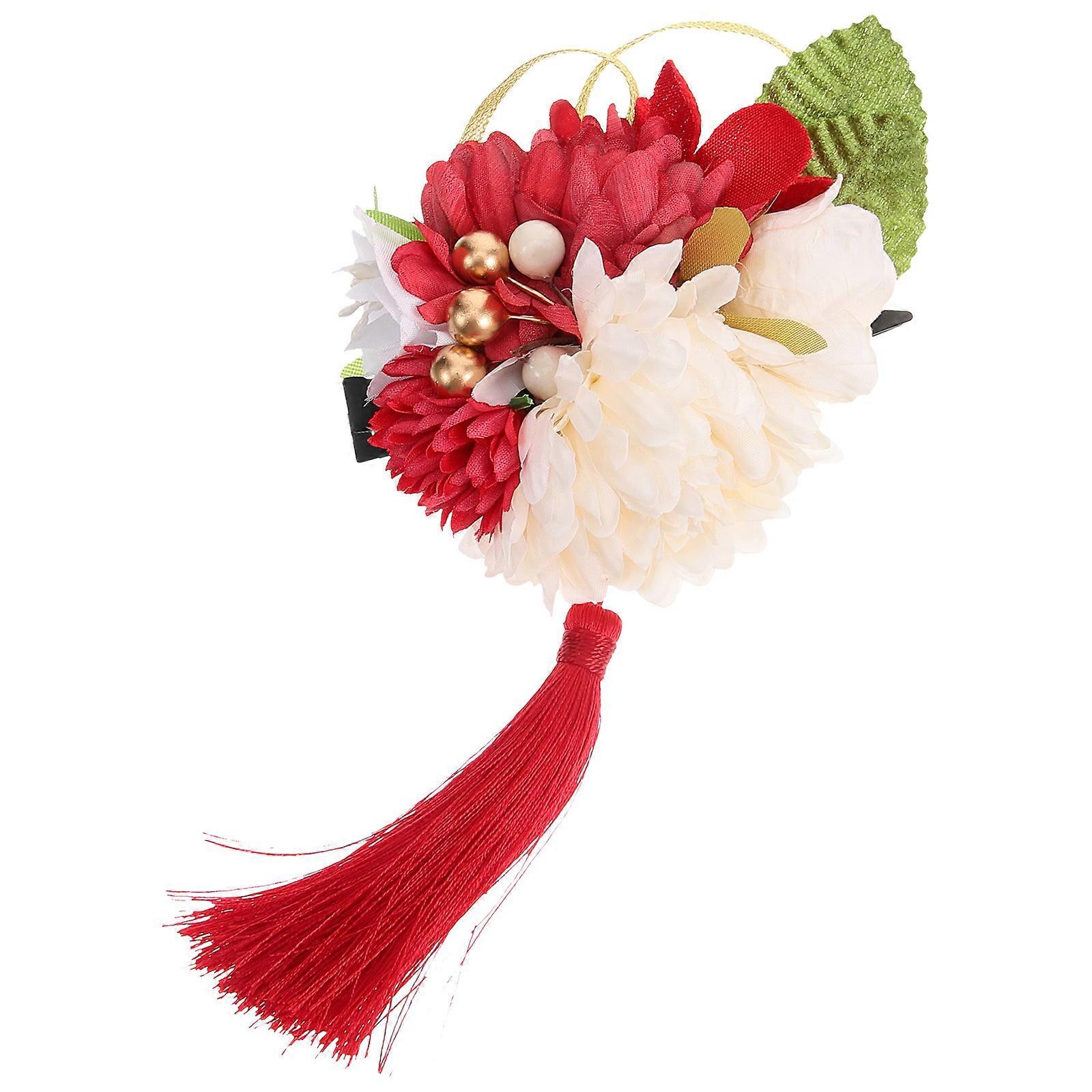 Floral Headpiece Hair Ornament For Women In Japanese Style Ideal For Cosplay And Parties With Stunning Red Flower 1Pcs