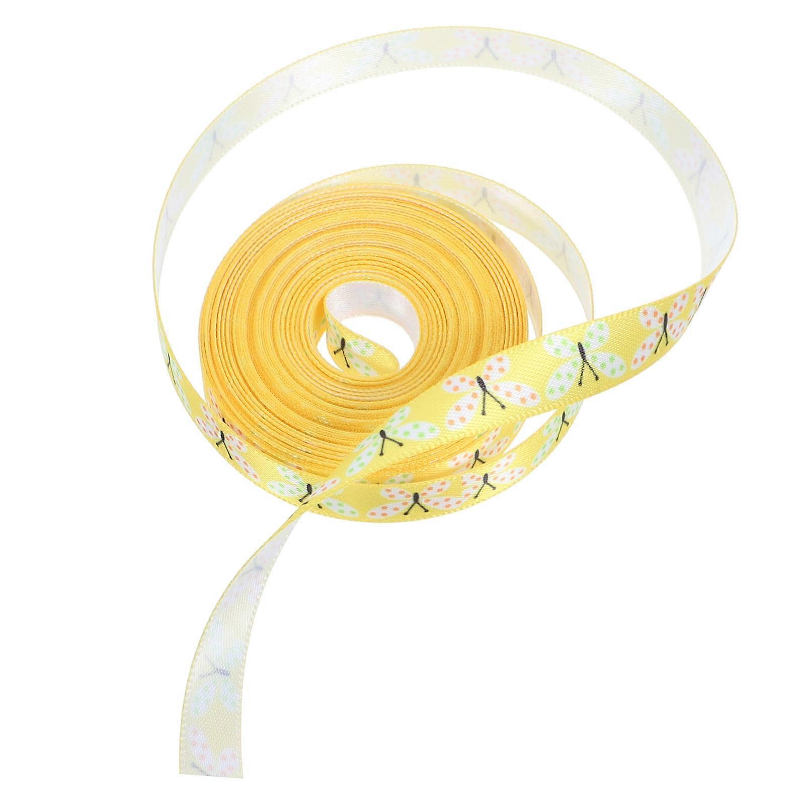 Easter Ribbon Craft Material 1 Roll 1Cm X 5M Yellow Gift Wrapping Decoration Supplies For Families Friends