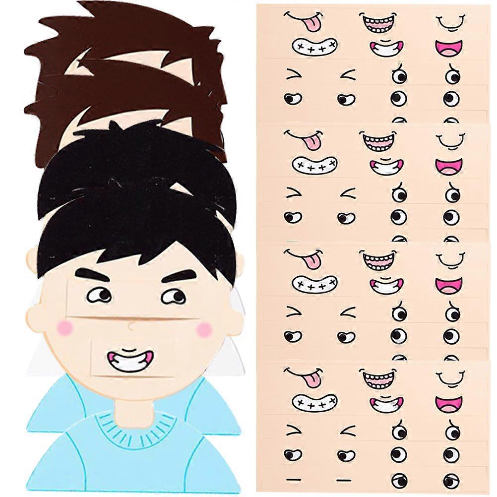 4Pcs Facial Puzzle Faces Changing Game For Children 27X18CM Assorted Color Observation Skills