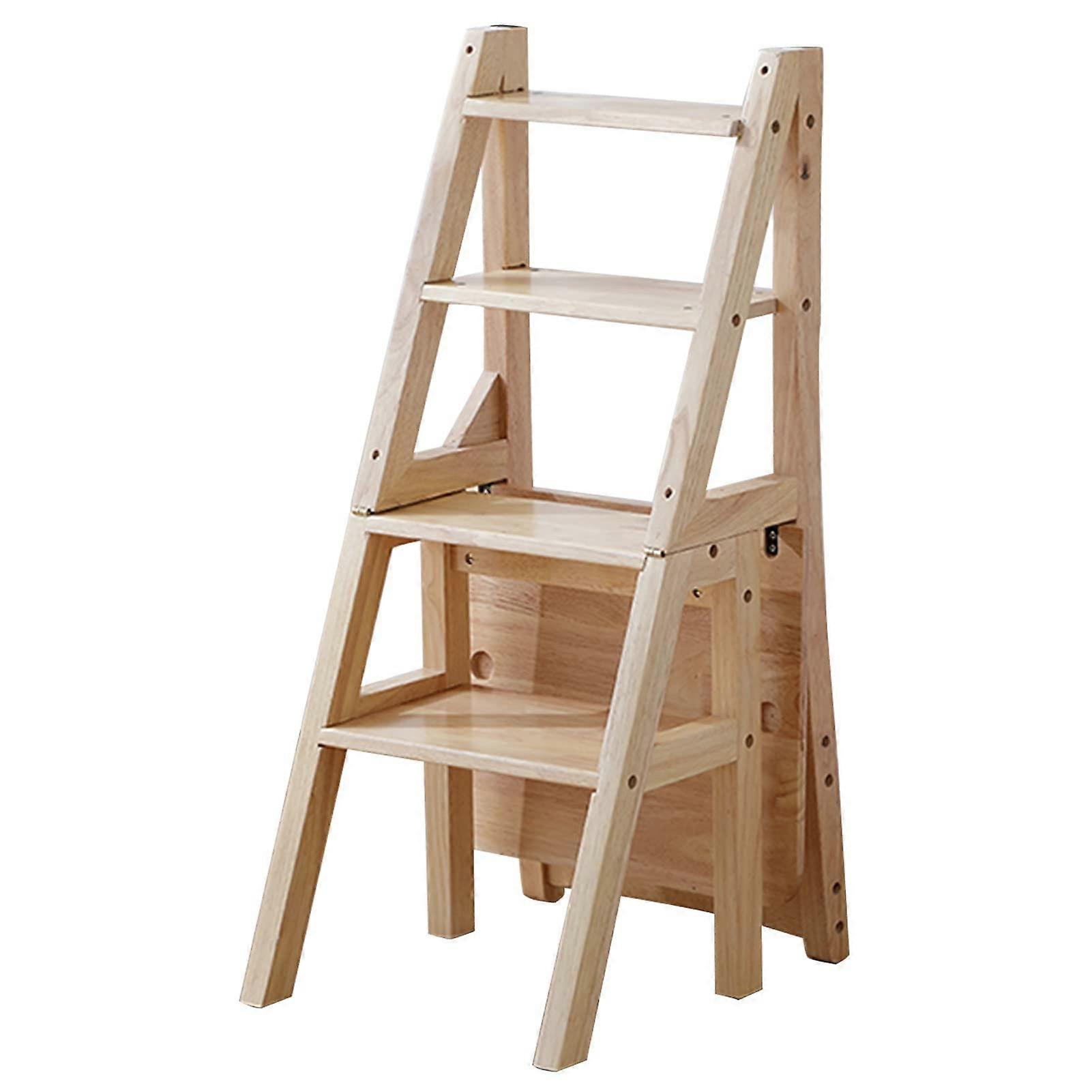 Movable ladder chair, wooden ladder stool, lightweight kitchen step stool, portable ladder step stool for indoor library or garden