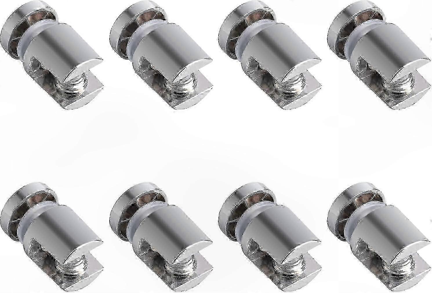 Adjustable Glass Shelf Brackets, 8 Pack Polished Chrome Zinc Alloy Clamps for Cylindrical Single-Sided Mounting Support