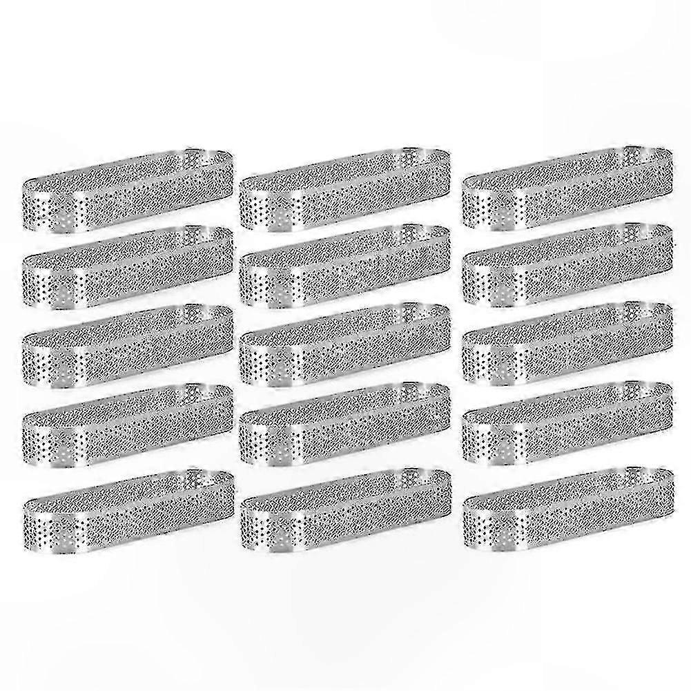 15-Pack Stainless Steel Oval Tartlet Molds with Perforated Design for Baking Round Form Rings
