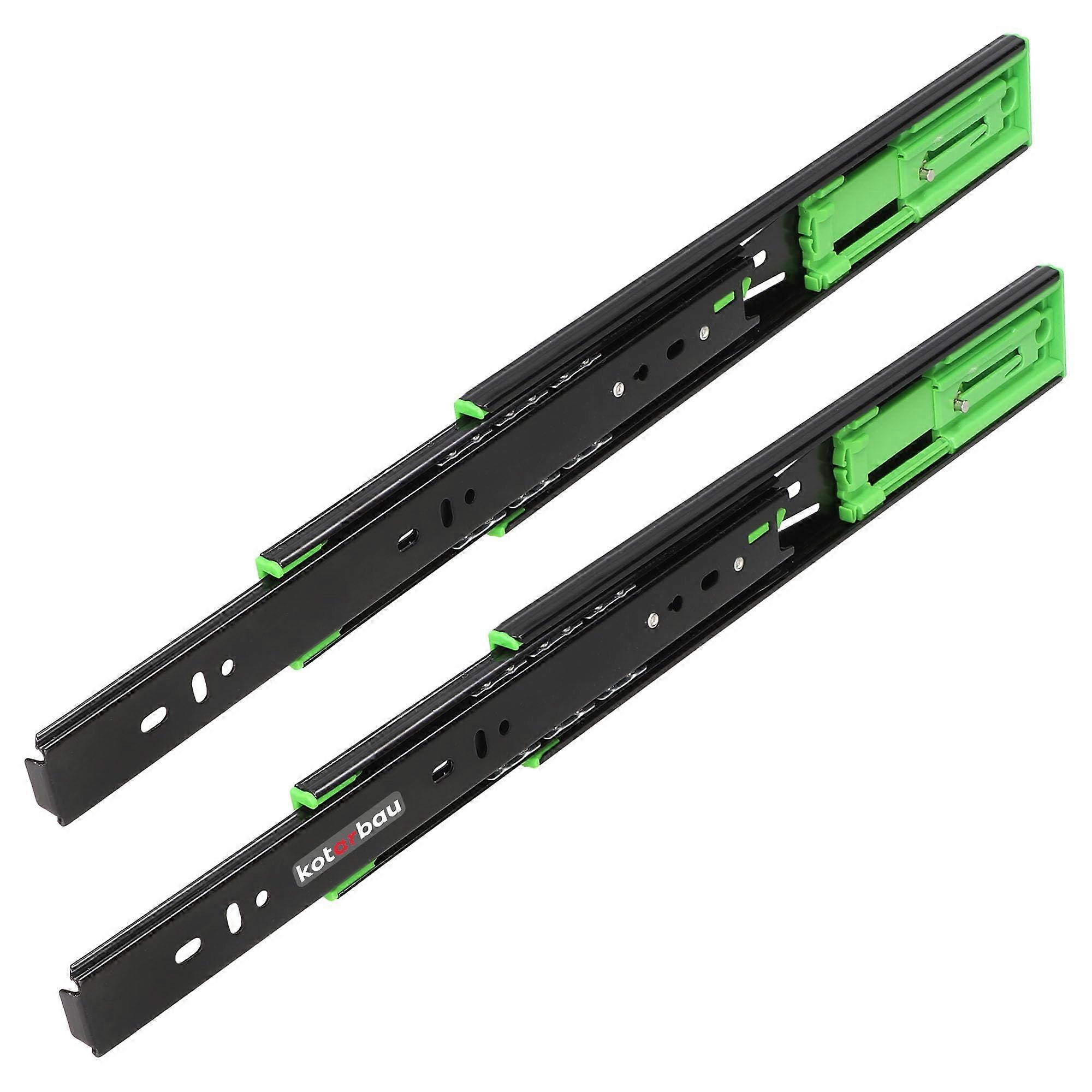 300mm PushtoOpen Drawer Slides, Steel Black Heavy Duty Extension Drawer Runners, Rail System Extension Rails, Slide Rails, Telescopic Rails.