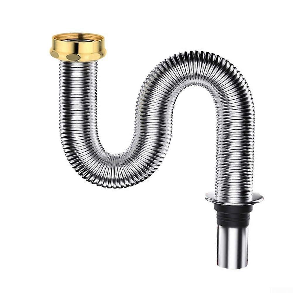 Expandable Kitchen Sink Siphon Pipe, Stainless Steel, Flexible Drain For Garbage Disposal, 150 cm, Fits Most Sinks