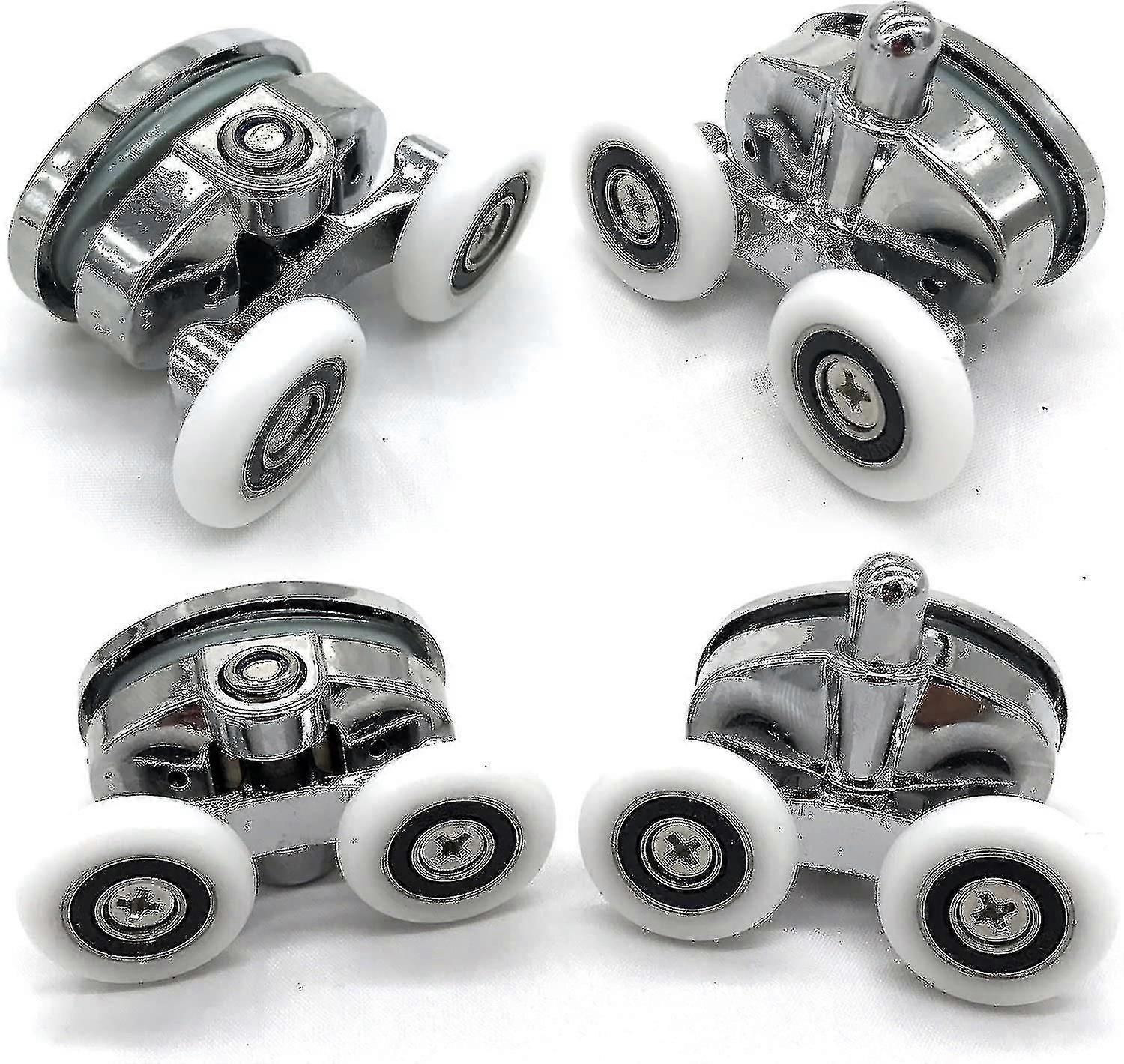 Set Of 4 New Oval Butterfly Twin Wheel Shower Door Rollers