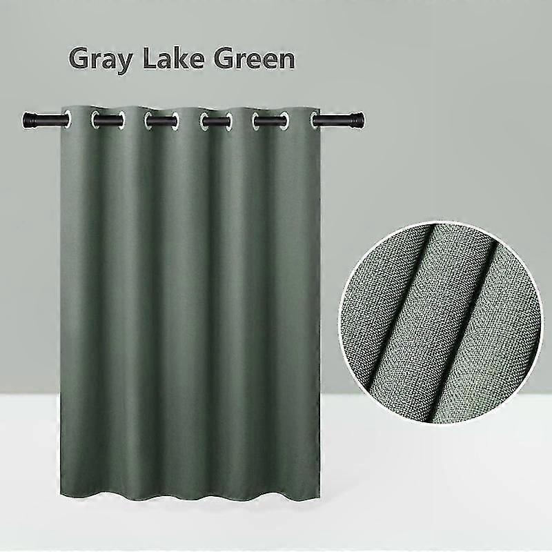 Waterproof Faux Linen Shower Curtain with Silver Rings, Multi-color Opaque Design for Bathroom Decor