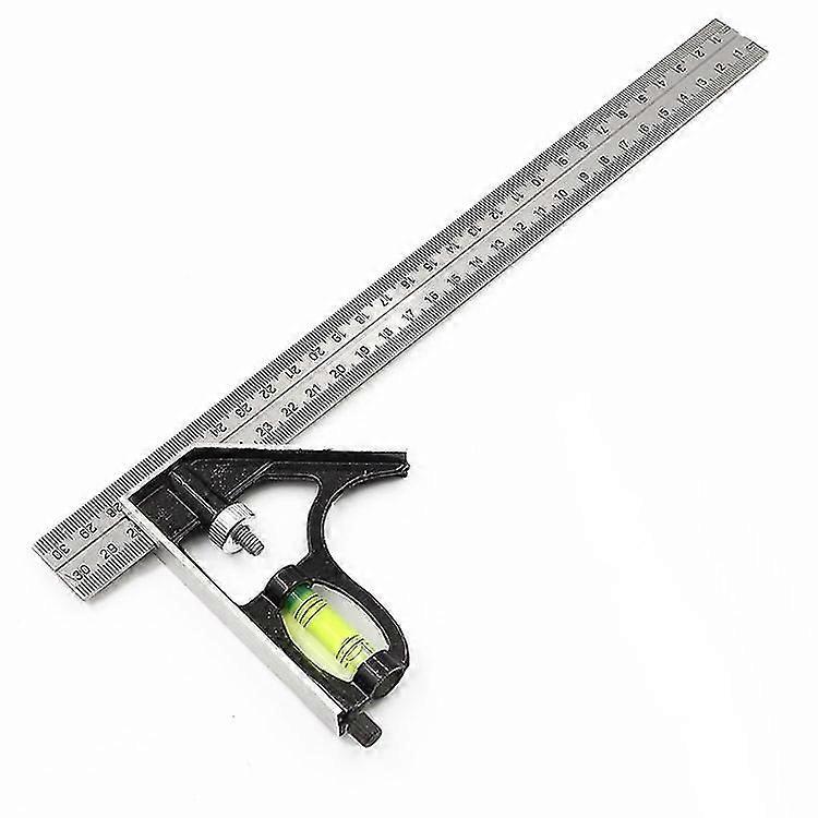 Multifunctional Stainless Steel Combination Test Ruler And Engineer's Bubble Level Measuring Tool (300mm/12inch)