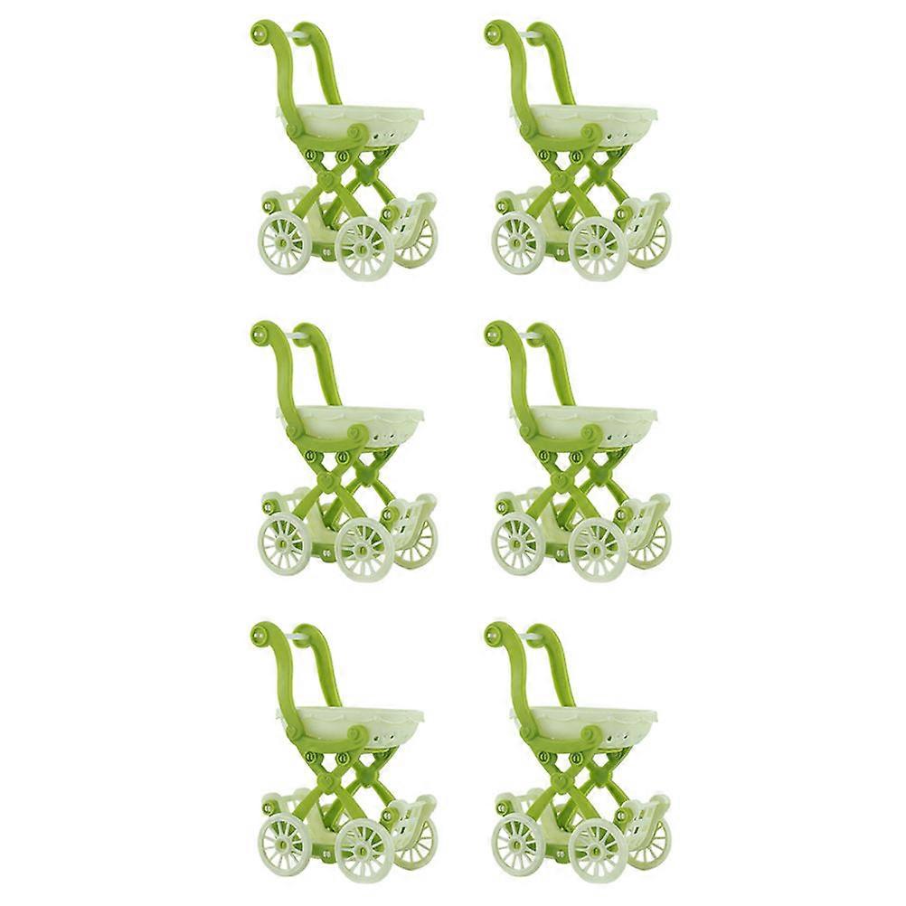 Children's Mini Handcart 6Pcs Mini Shopping Cart Cart-Shaped Watermelon Red Plastic Scene Adornment for Landscape Decor