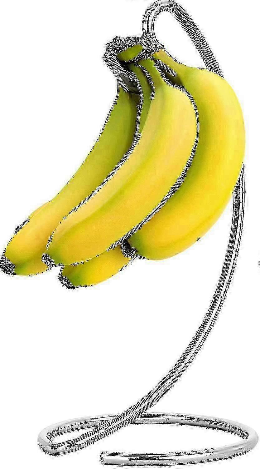 Modern Banana Hanger Stand for Kitchen Countertop with Satin Nickel Finish - Space Saving Fruit Storage Organizer