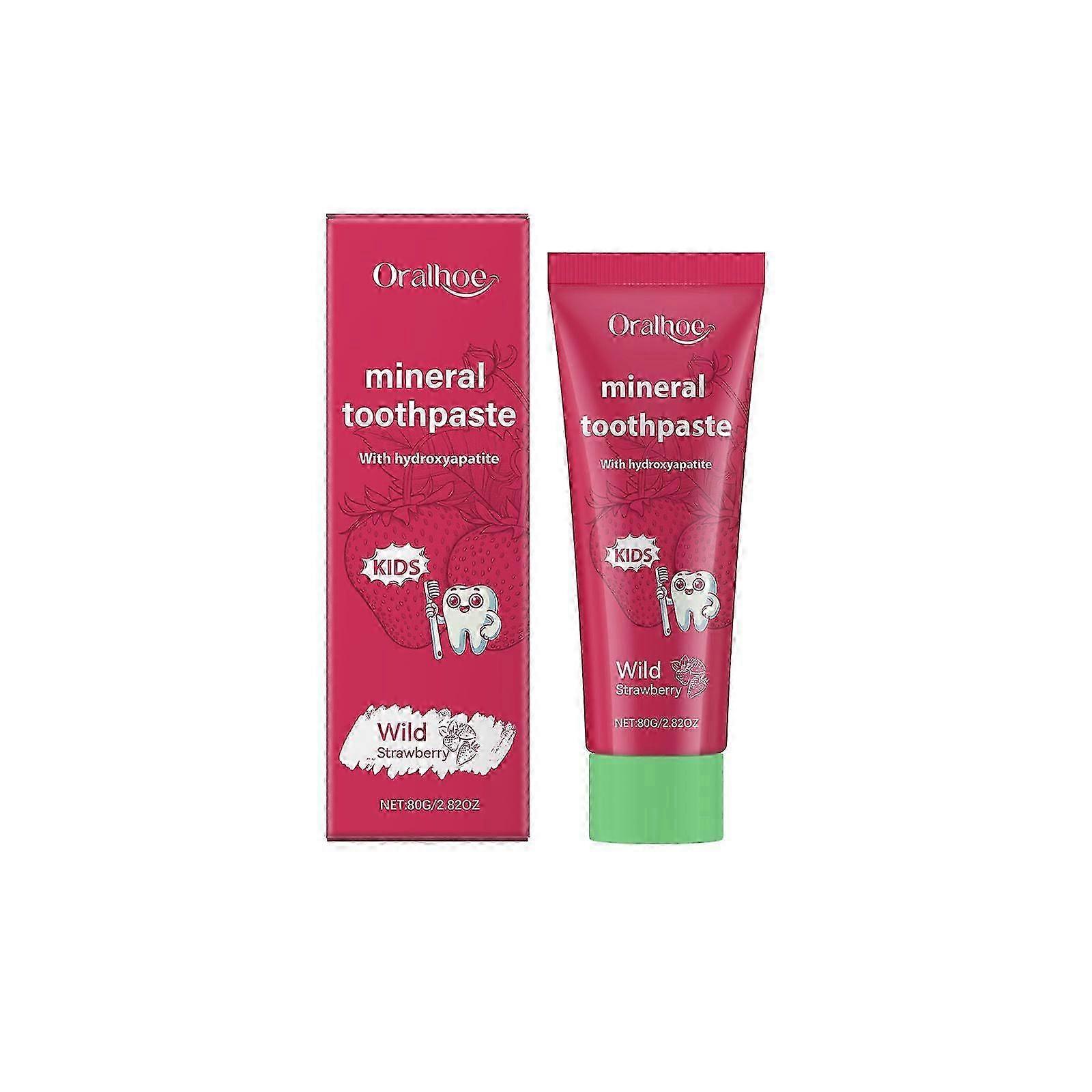 80g Mineral Toothpaste For Kids, Natural Wild Strawberry Hydroxyapatite Toothpaste, Fluoride Free Toothpaste Remineralising Enamel Repair, Helps Sensi