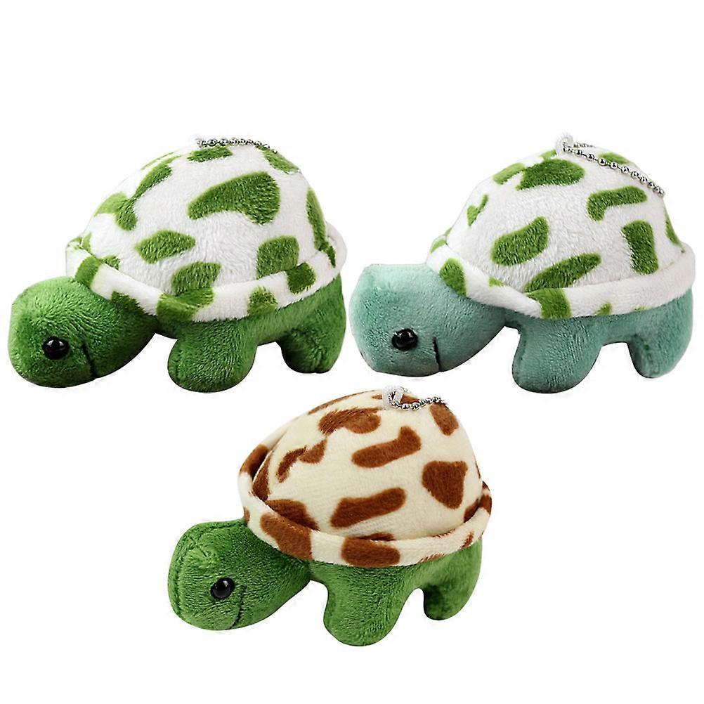 Stuffed Turtle Pendant Handbag Pendant for Friends Composed of Fabric and Pp Cotton Assorted Color 3Pcs