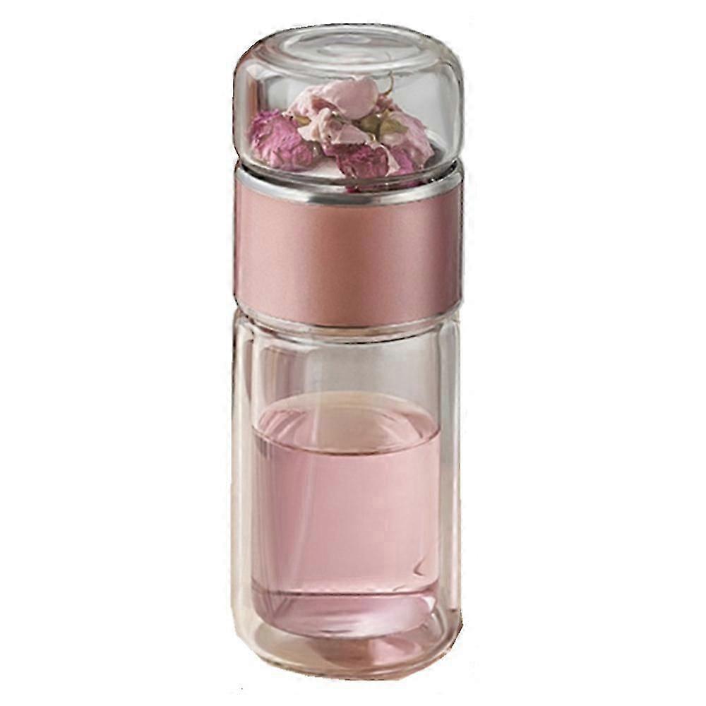 double layer glass tea cup with tea and water separation