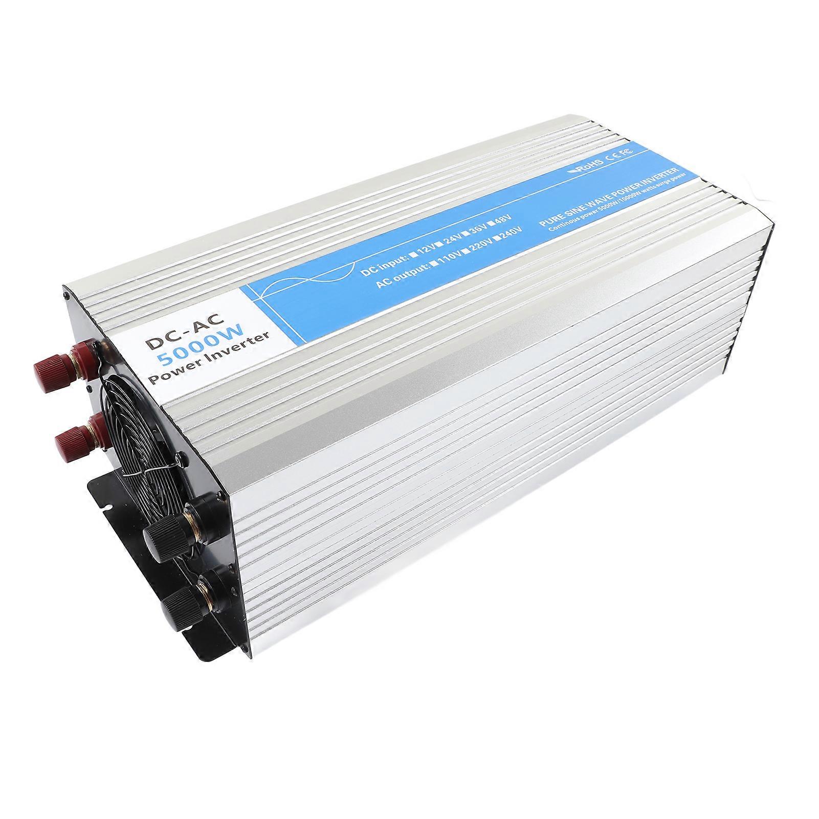 5000W Pure Sine Wave Inverter 2 AC Outlets LED Digital Display Car Power Inverter 5V 2.1A USB 10KW Peaking AC220V Input DC48V 